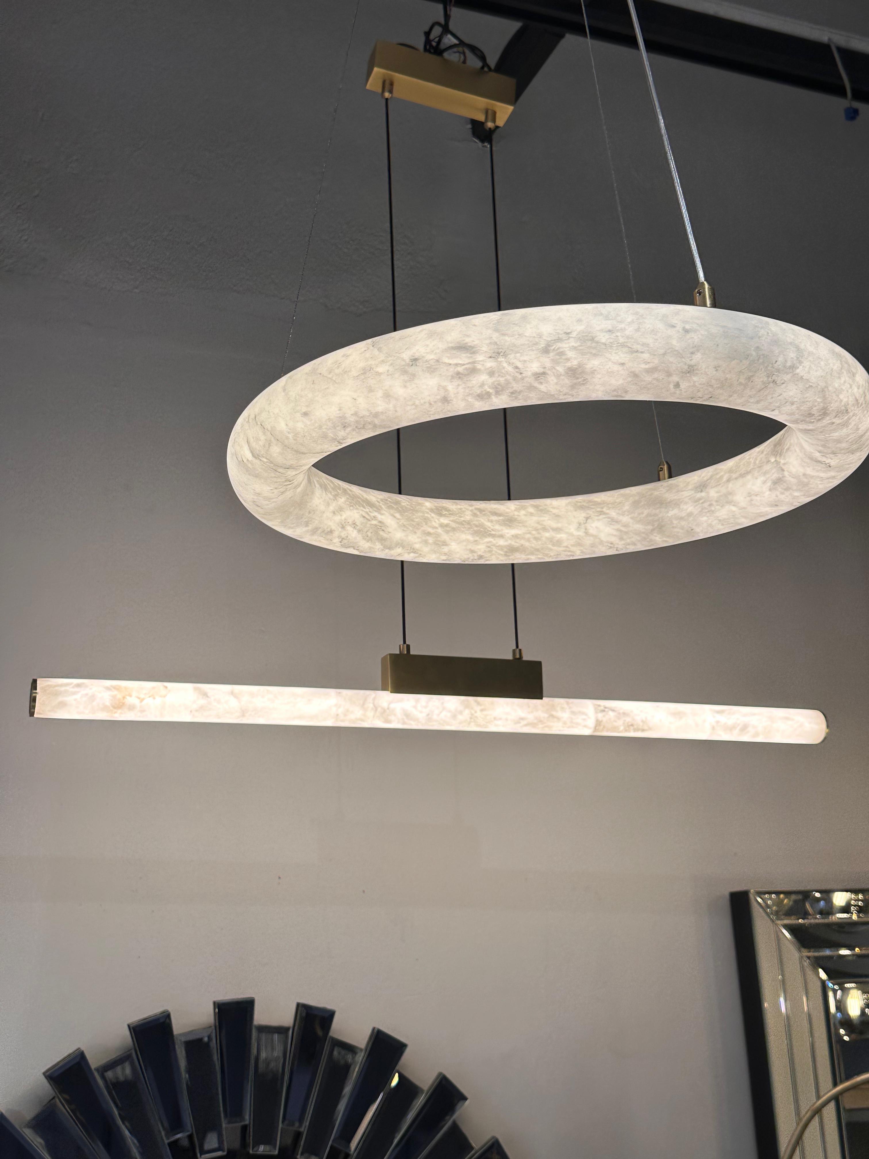 Mermer dokulu modern halka LED avize